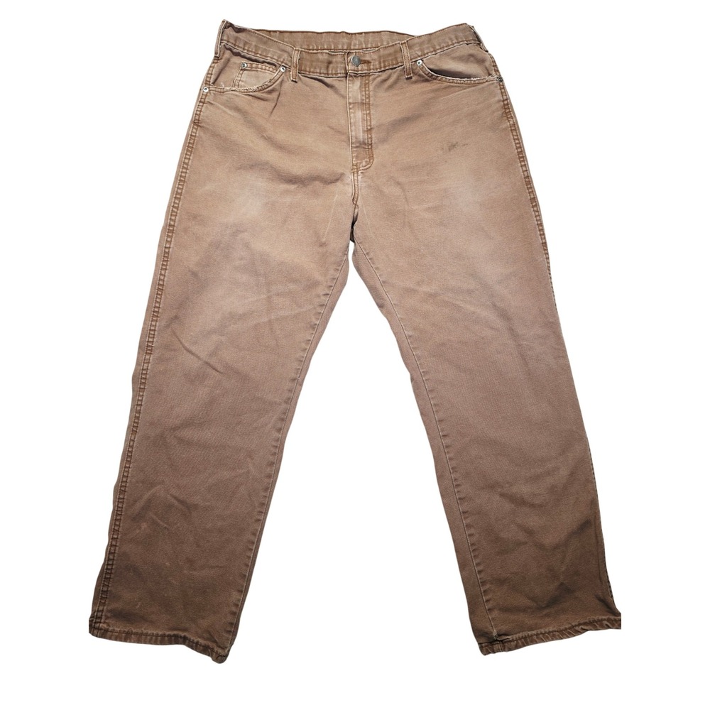 Dickies Relaxed Fit Duck Canvas Carpenter Work Pants‎ Brown 38x30 ED218STB Mens